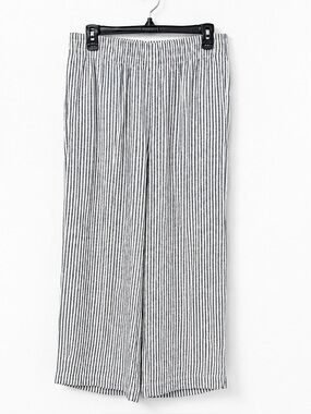 Old Navy High Rise Linen Blend Wide Leg Pants Womens Medium Blue White Striped